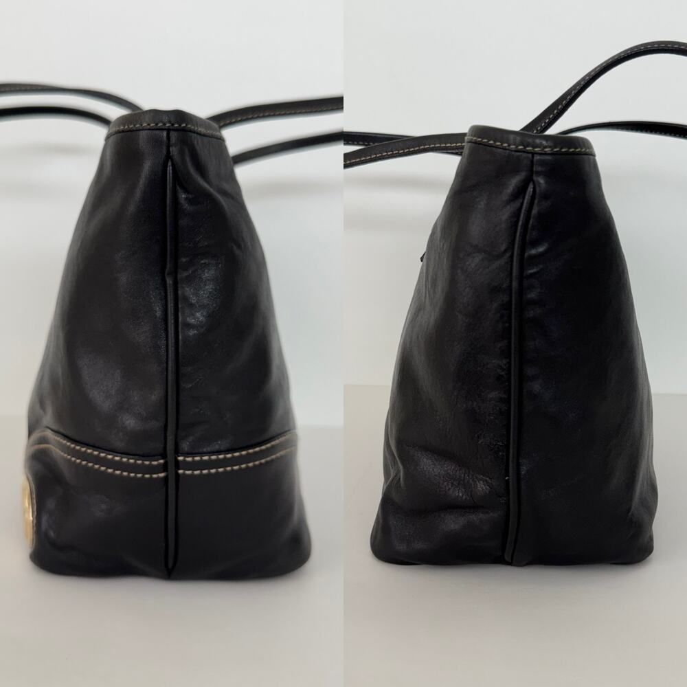 Gucci Vintage Leather Britt Tote Bag Shoulder Purse Black and Red/Green Stripe - Picture 10 of 16